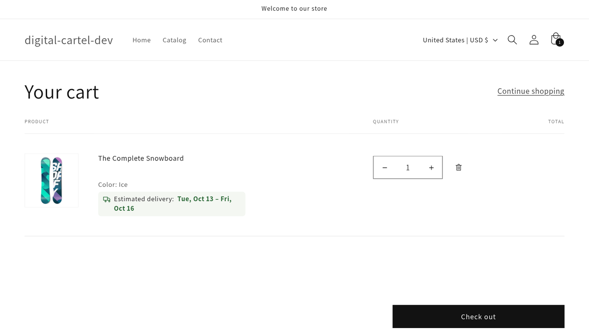 Doorday, the estimated delivery date on the cart line